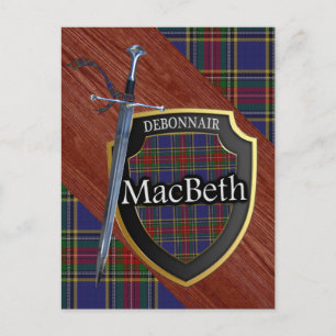 Cartão Postal Clan MacBeth Tartan Sword & Shield