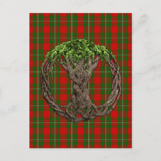 Cartão Postal Clan MacGregor Tartan E Árvore Celta Da Vida (Frente)