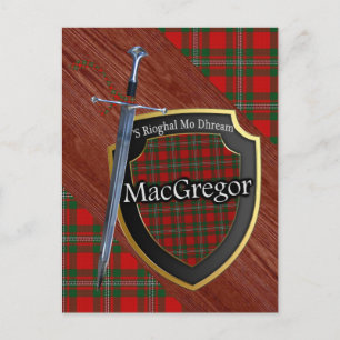 Cartão Postal Clan MacGregor Tartan Sword & Shield