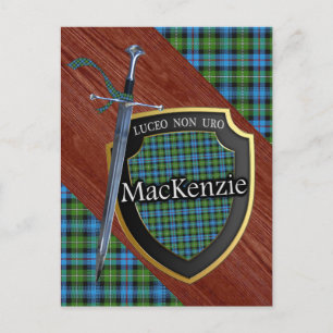 Cartão Postal Clan MacKenzie Tartan Sword & Shield