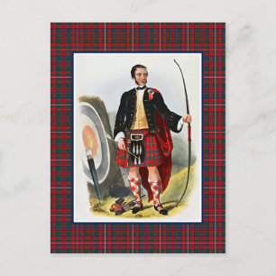 Cartão Postal Clan MacKinnon Vintage Ilustração Tartan