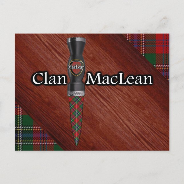 Cartão Postal Clan MacLean Tartan Sgian Dubh Blade (Frente)