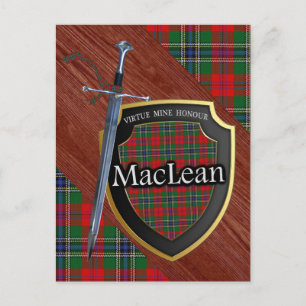 Cartão Postal Clan MacLean Tartan Sword & Shield