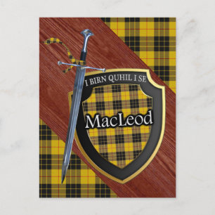 Cartão Postal Clan MacLeod Tartan Sword & Shield