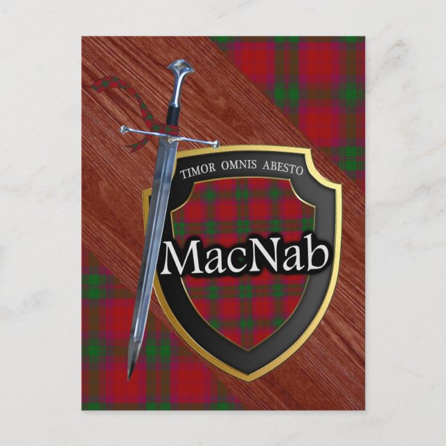 Cartão Postal Clan MacNab Tartan Sword & Shield (Frente)