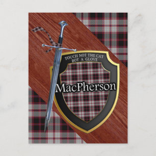 Cartão Postal Clan MacPherson Tartan Sword & Shield