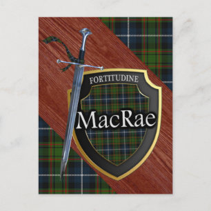 Cartão Postal Clan MacRae Tartan Sword & Shield