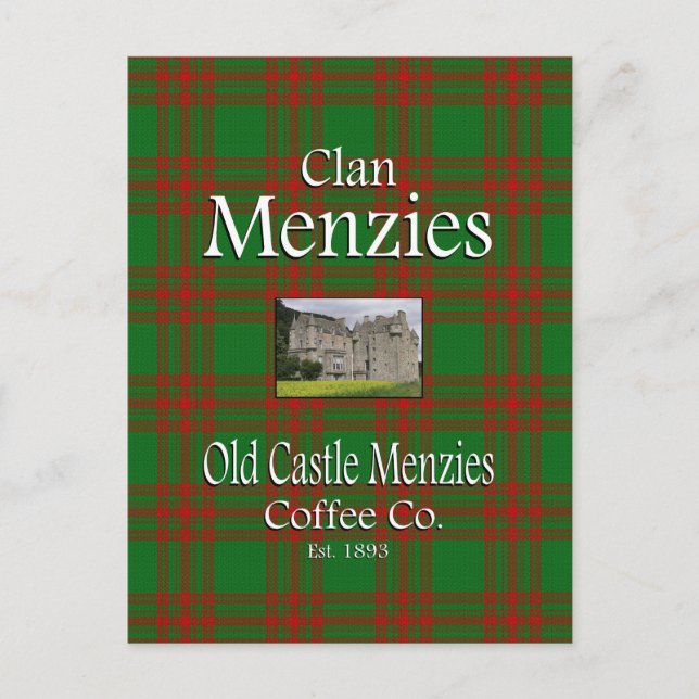 Cartão Postal Clan Menzies Old Castle Menzies Coffee Co. (Frente)