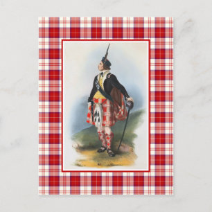 Cartão Postal Clan Menzies Vintage Ilustração Tartan Frame