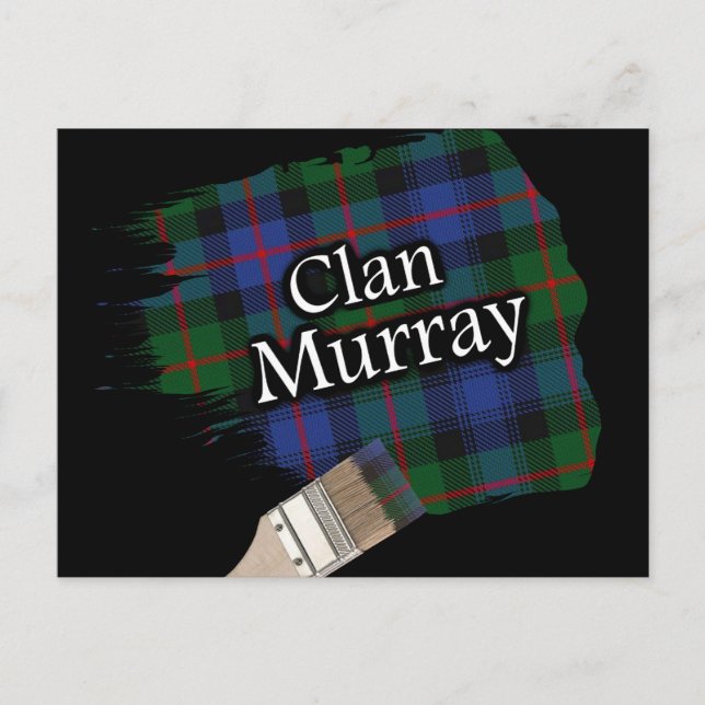 Cartão Postal Clan Murray Scottish Tartan Paint Brush (Frente)