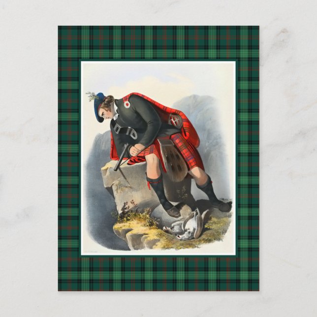Cartão Postal Clan Ross Vintage Ilustração Tartan Frame (Frente)