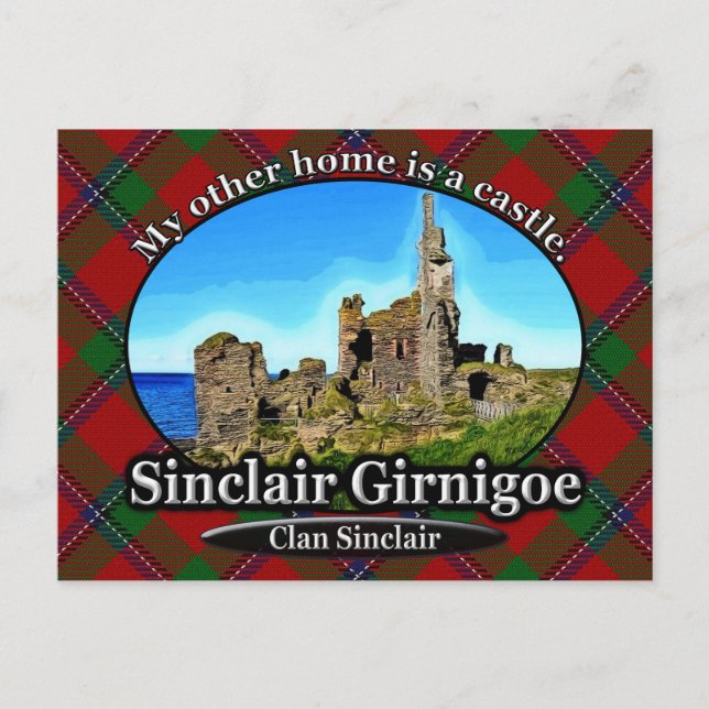Cartão Postal Clan Sinclair Castle Sinclair Girnigoe Escócia (Frente)