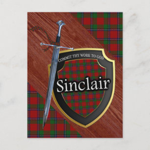 Cartão Postal Clan Sinclair Tartan Sword & Shield