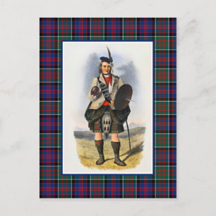 Cartão Postal Clanranald Vintage Ilustração do quadro do Tartan