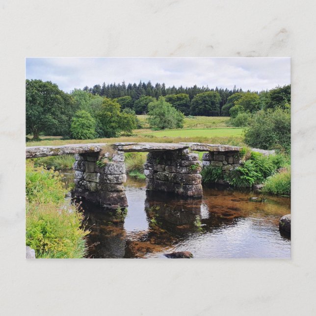 Cartão Postal Clapper Bridge Two Bridges Dartmoor (Frente)