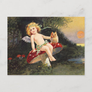 Cartão Postal Clapsaddle: Pequeno Cherub no Cogumelo