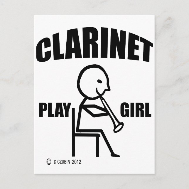 Cartão Postal Clarinet Play Girl (Frente)