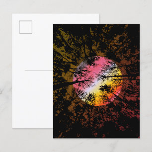 Cartão Postal Claro de Lua Através de Floresta Densa – Surrealis