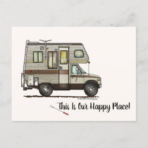 Cartão Postal CLASS C RV Happy Camper art Cute
