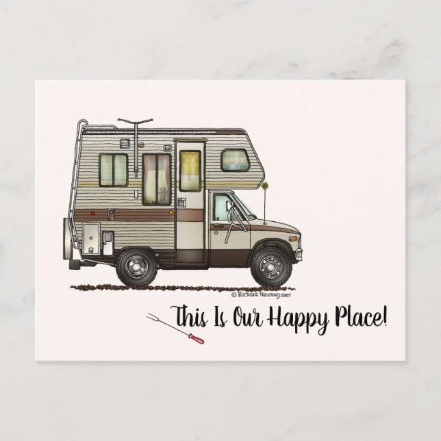 Cartão Postal CLASS C RV Happy Camper art Cute (Frente)