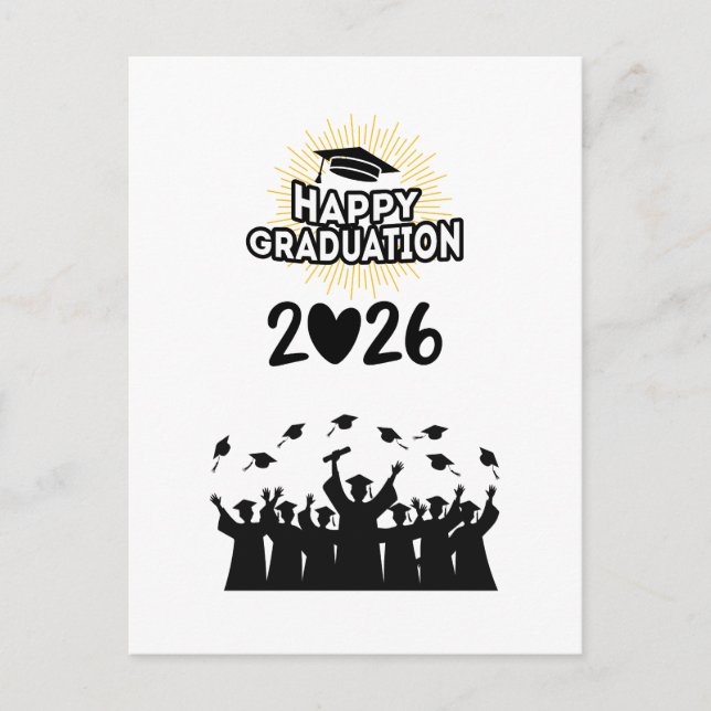 Cartão Postal Class of 2026 Happy Graduation - Minimalist  (Frente)