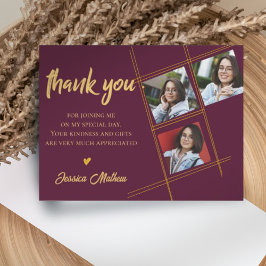 Cartão Postal Classe de 2023 Red Multi Photo Graduation Obrigado