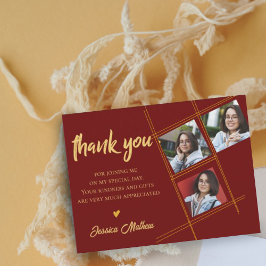 Cartão Postal Classe de 2023 Red Multi Photo Graduation Obrigado