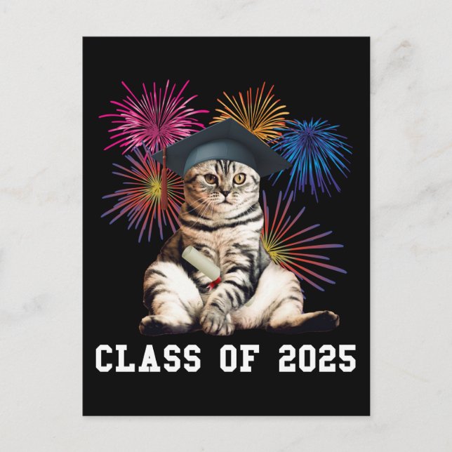 Cartão Postal Classe de 2025 Cat Lover (Frente)