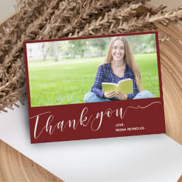 Cartão Postal Classe de Graduação de Foto Vermelha 2023 Obrigado