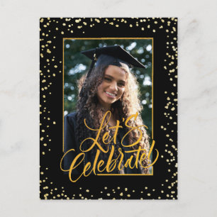 Cartão Postal Classe de Licenciação Elegante Confetti Dourada 