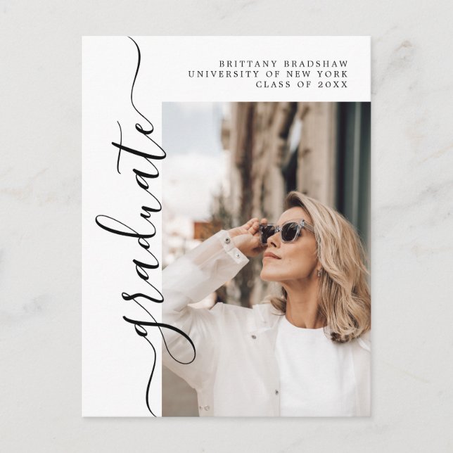 Cartão Postal Classe de Nome do Formando Elegante para Graduação (Frente)