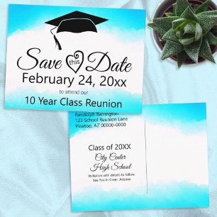 Cartão Postal Classe de Reunião de Cor de Água Azul Salvar o Bon