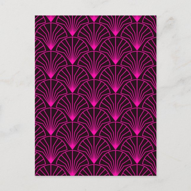 Cartão Postal Classic Art Deco Pattern in Pink and Black (Frente)
