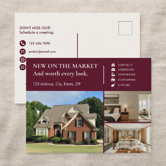 Cartão Postal Classic Key Just Listed Maroon Real Estate Agent