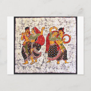 CARTÃO POSTAL CLASSIC VIBRANT INDIAN BATIK PAINTING
