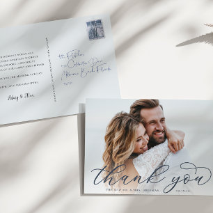 Cartão Postal Clássica Caligrafia Foto de Casamento de Script de