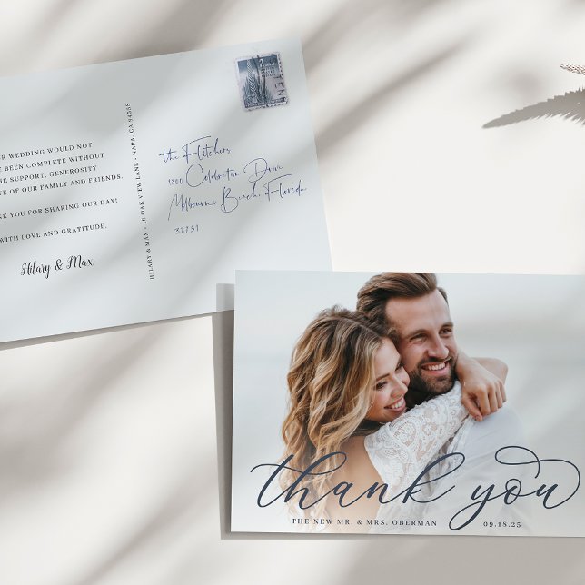 Cartão Postal Clássica Caligrafia Foto de Casamento de Script de (Criador carregado)