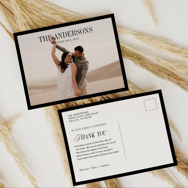 Cartão Postal Clássica Foto de Casamento Moderno Obrigado (Criador carregado)