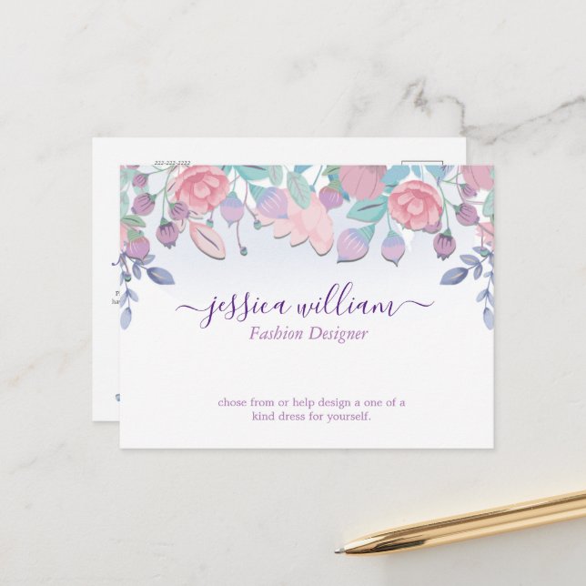 Cartão Postal Clássica Moderna - Cor da Água Azul - Hydrangeas F (Frente/Verso In Situ)