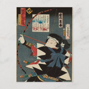 Cartão Postal Clássica Vintage Ukiyo-e Kyudo Archer Utagawa Art