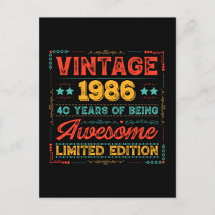 Cartão Postal Clássico 1986 Feito em 1986 40º Aniversário 40 Ano
