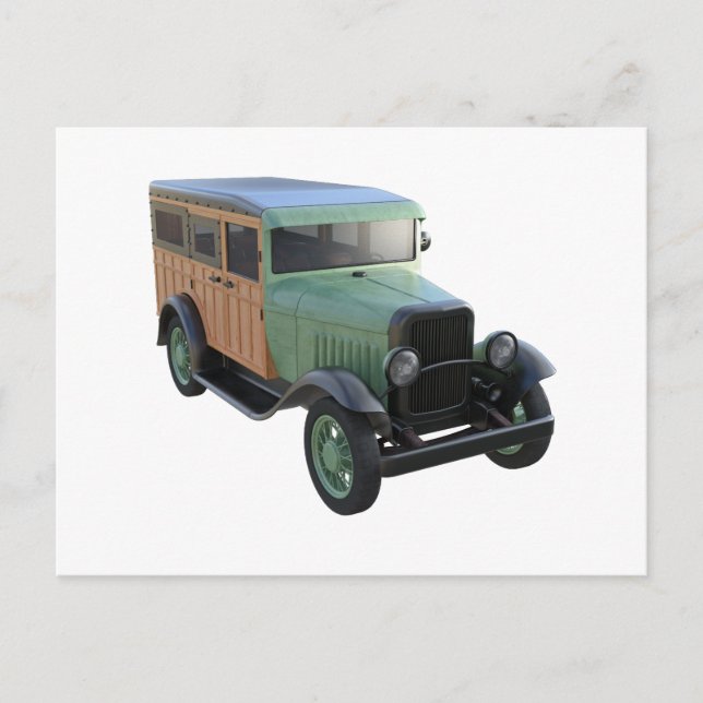 Cartão Postal Clássico Caminhão Verde Woody (Frente)