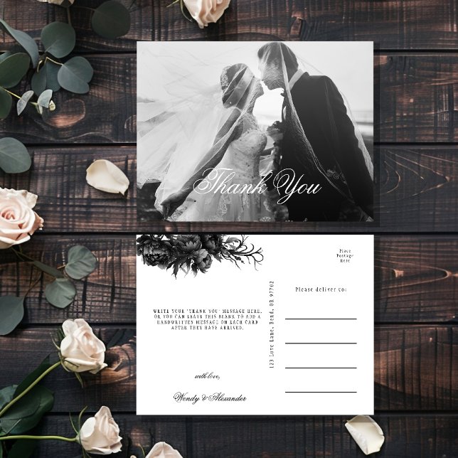 Cartão Postal Clássico Casamento Branco Gótico Foto Muito Obriga (Criador carregado)