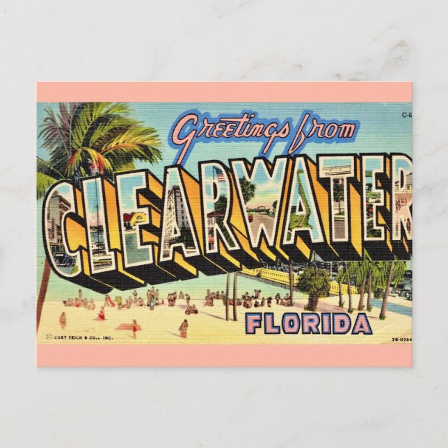 Cartão Postal Clássico Clearwater Flórida (Frente)
