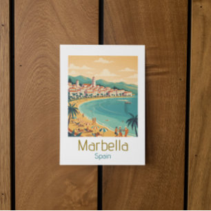 Cartão Postal Clássico Colorido Marbella Espanha Viagem Arte Ele