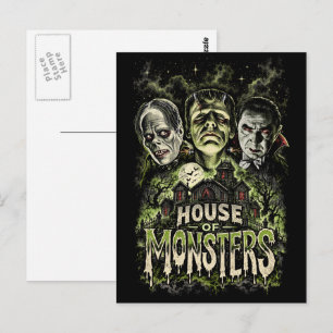 Cartão Postal Clássico de Terror Casa dos Monstros