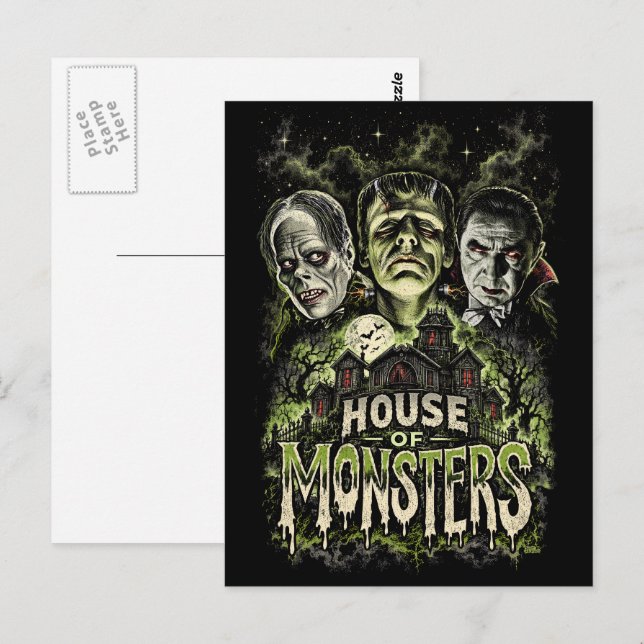 Cartão Postal Clássico de Terror Casa dos Monstros (Frente/Verso)