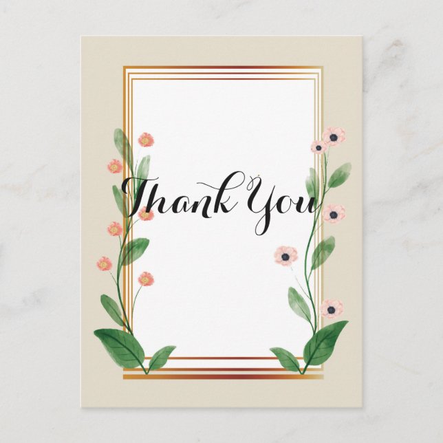 Cartão Postal Clássico & Elegante Sofisticado Obrigado (Frente)