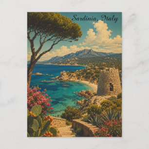 Cartão Postal Clássico Minimal Sardenha Itália Viagem Vintage