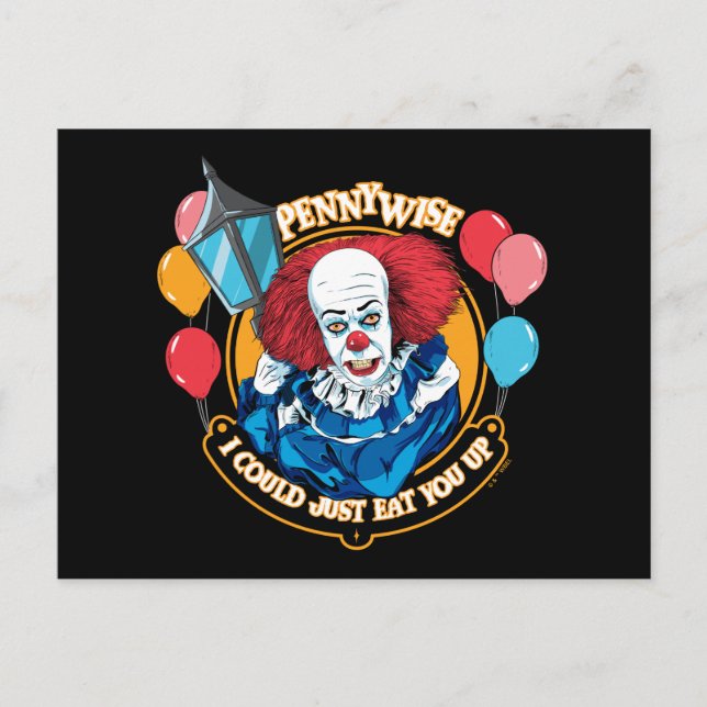 Cartão Postal Clássico Pennywise - Eu poderia simplesmente devor (Frente)